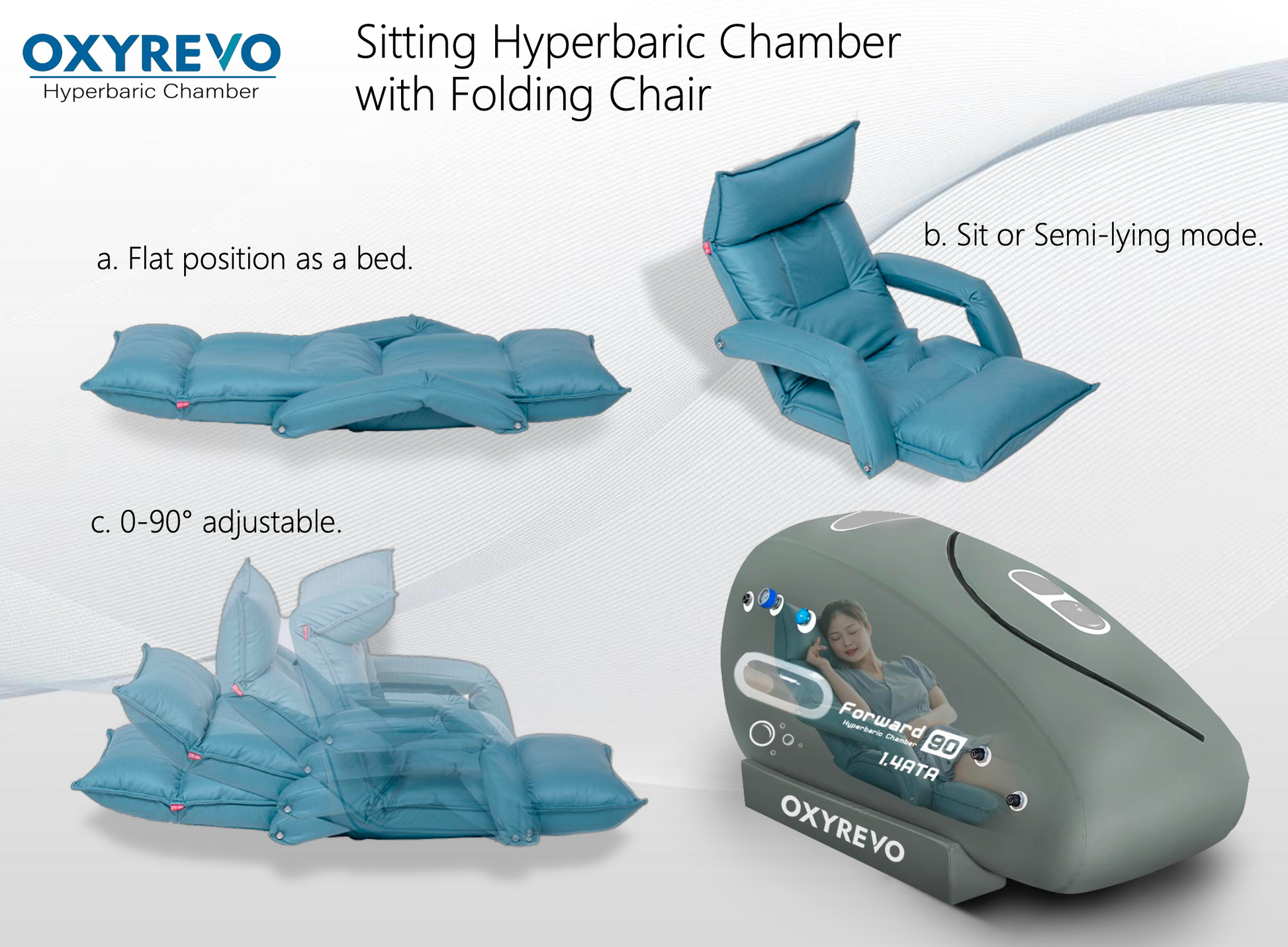 OxyRevo Forward90 1.4 to 1.5 ATA Portable Sitting Hyperbaric Chamber